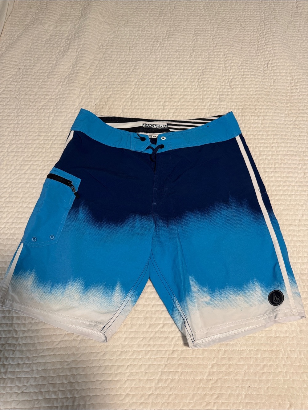 Volcom Men's Blue Ombre Board Shorts with White Accents